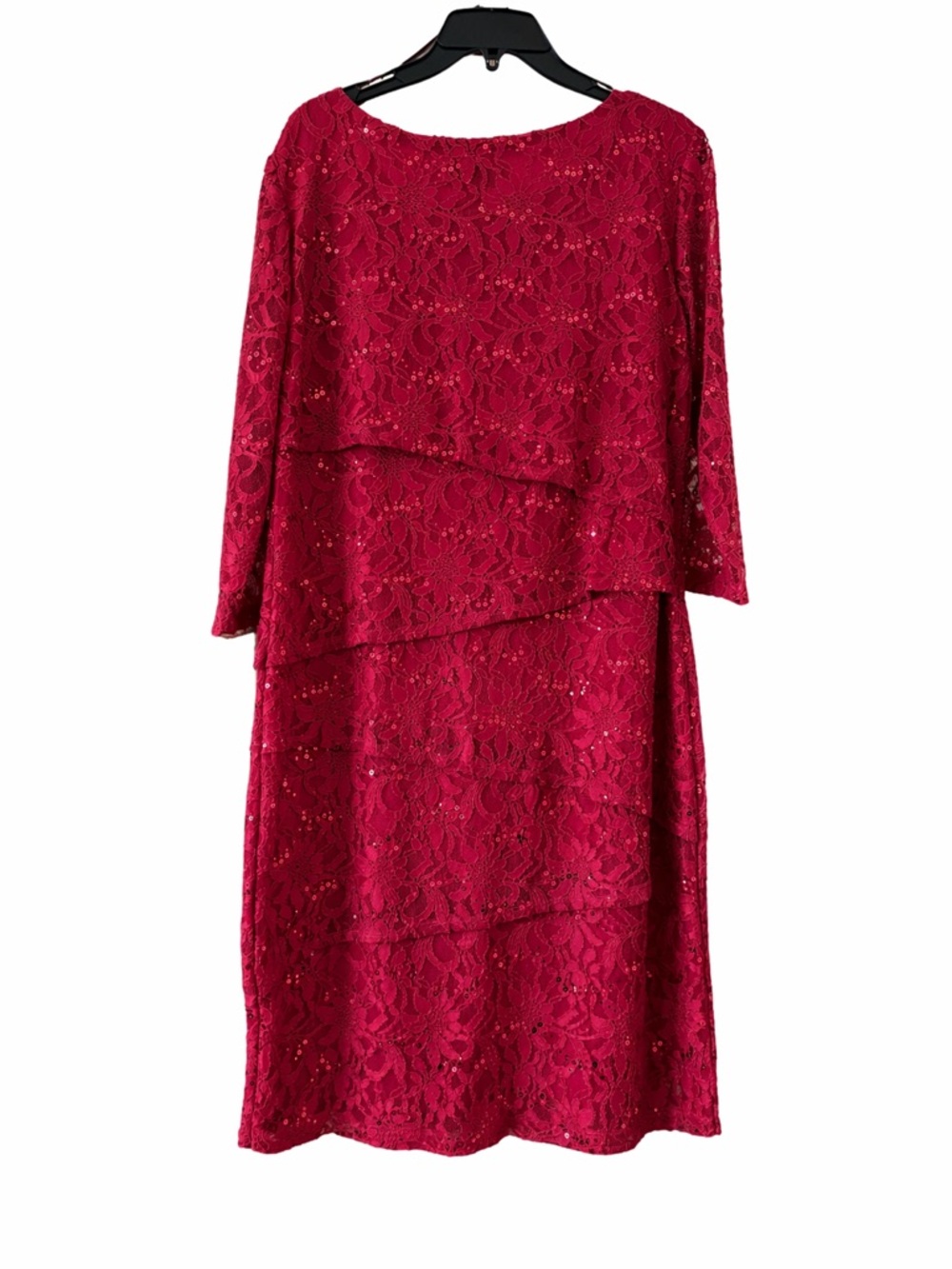 Ronni Nicole Red Lace Layered Long Sleeve Dress - LIKE New Size 16 - Picture 2 of 4